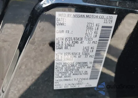 2020 Infiniti Qx60 Pure from USA, damaged, VIN 5N1DL0MN4LC527066